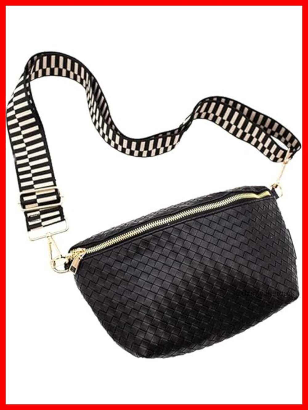 Woven Vegan Leather Crossbody Bag Women Sling Handbag